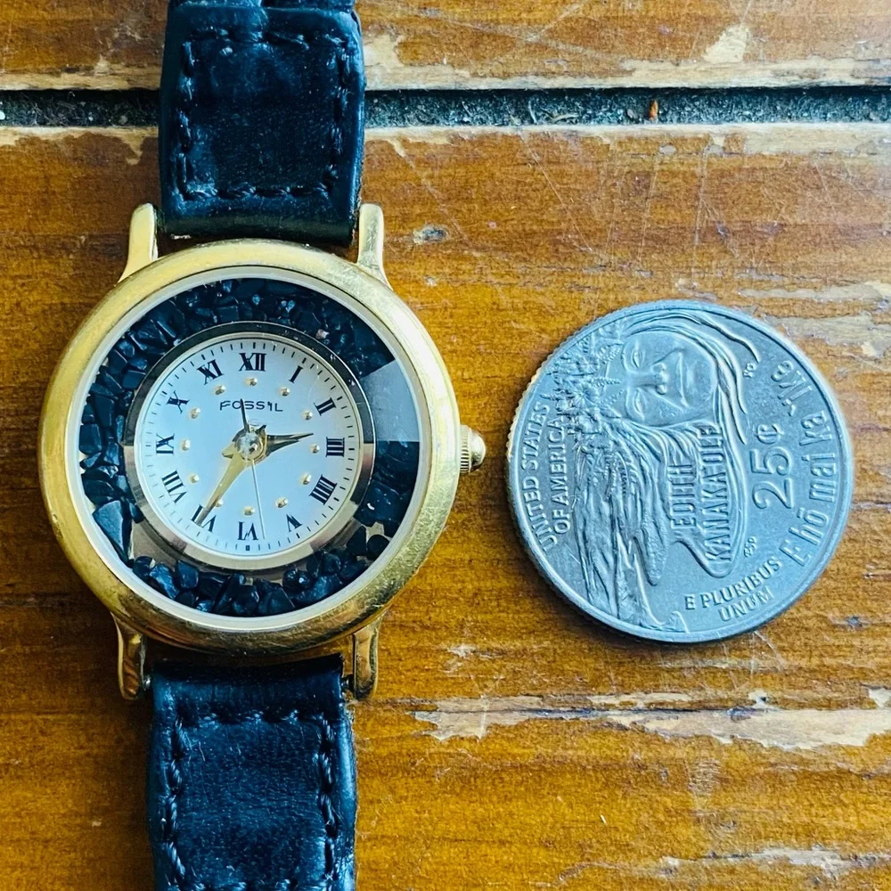 1994 BLACK ROCKS FOSSIL WATCH PC-9570